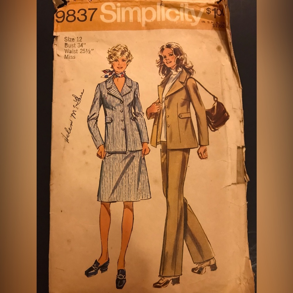 Size 12 Simplicity Vintage (used) Pattern 9837